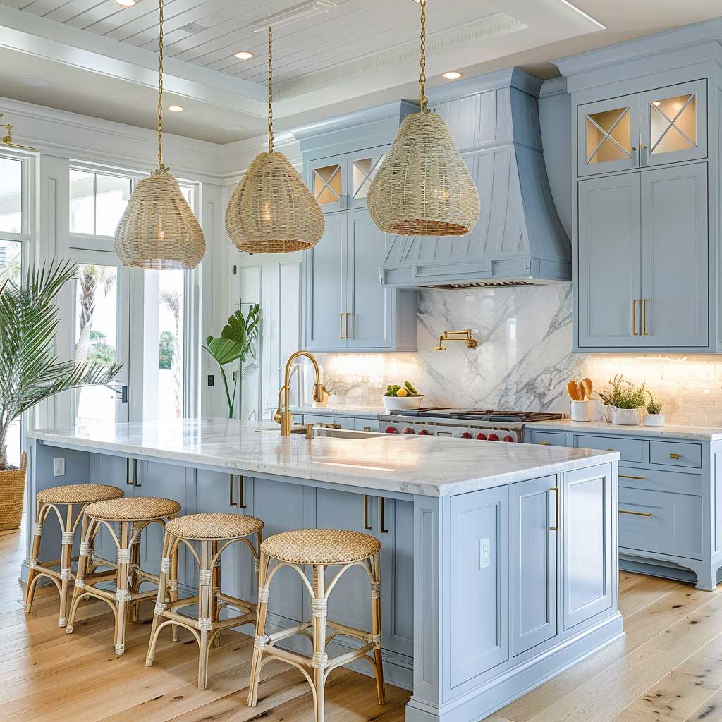 Scandinavian-Inspired Blue Kitchen Cabinets for Minimalist Elegance