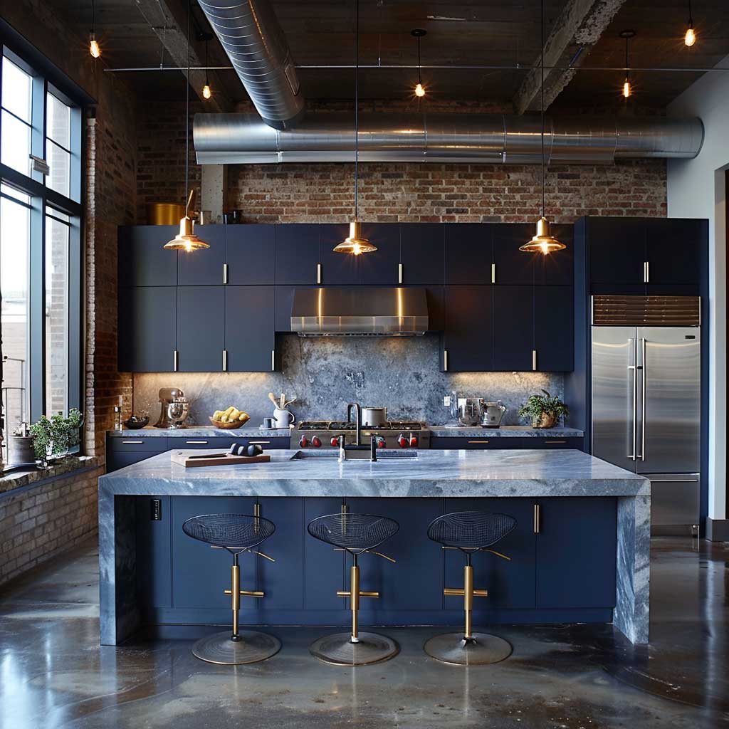 21+ Industrial Edge Blue Kitchen Cabinets for a Bold, Urban Feel • 333 ...
