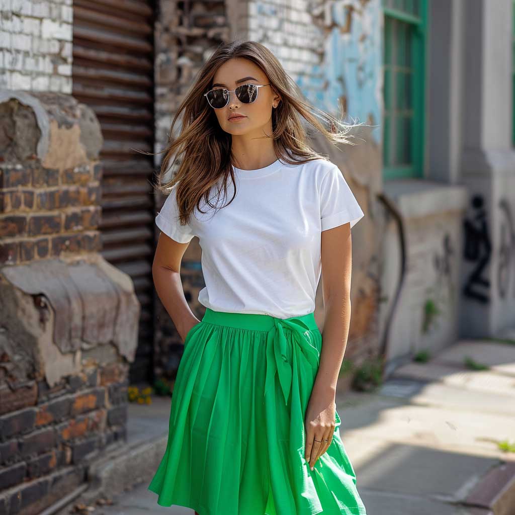 Green skirt outfit 64 hotsell