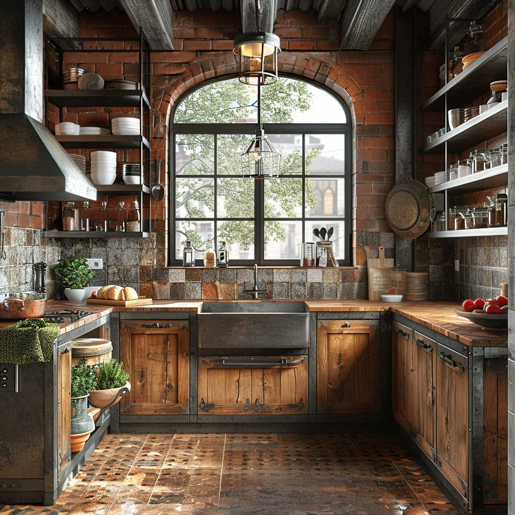 modern industrial kitchen island with seating