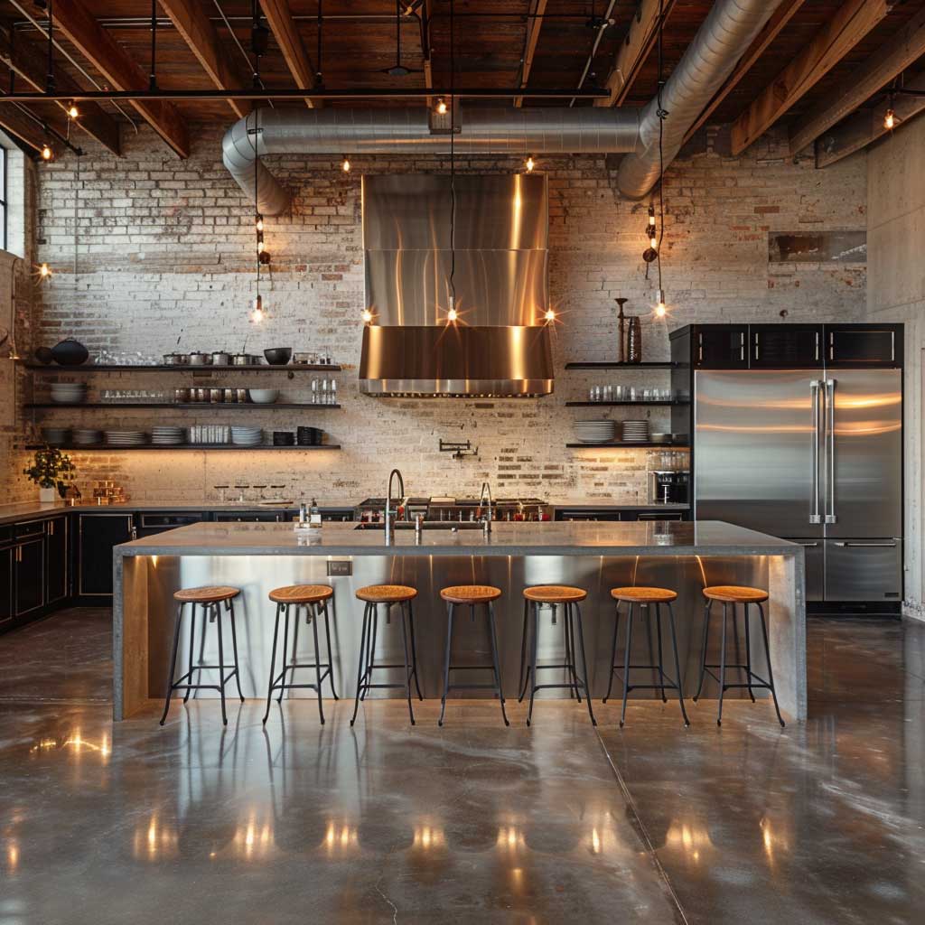simple minimalist industrial kitchen design ideas