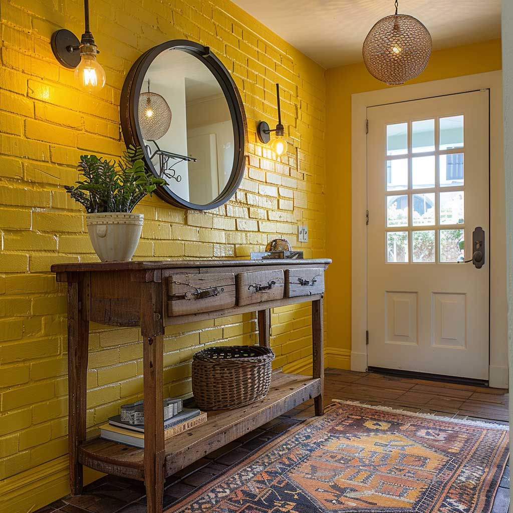 Brighten Spaces By Painting Interior Brick Walls In Sunny Yellow • 333k 