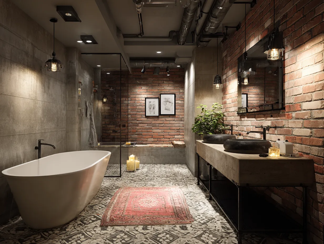 exposed brick bathroom interior design