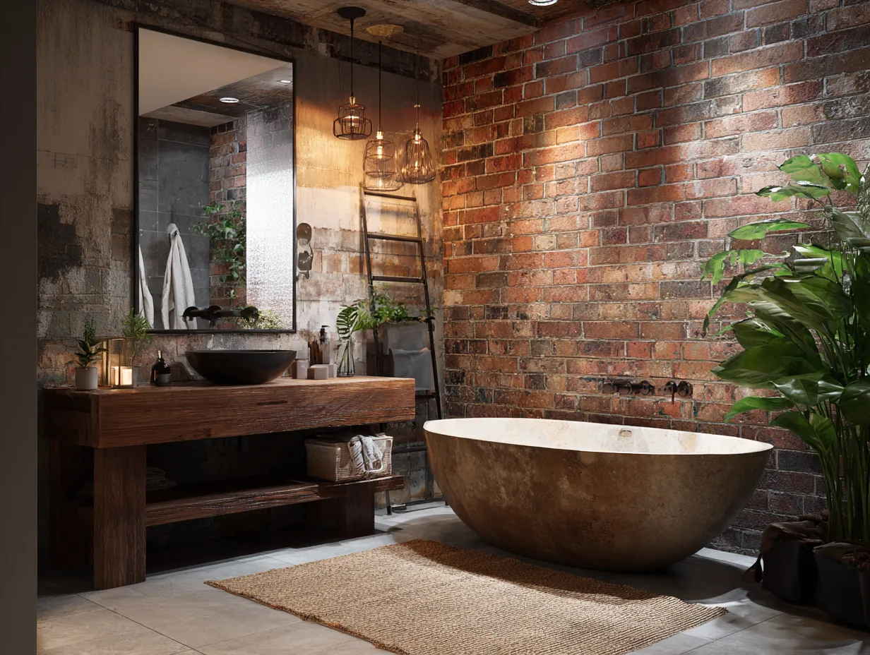 exposed brick bathroom design ideas