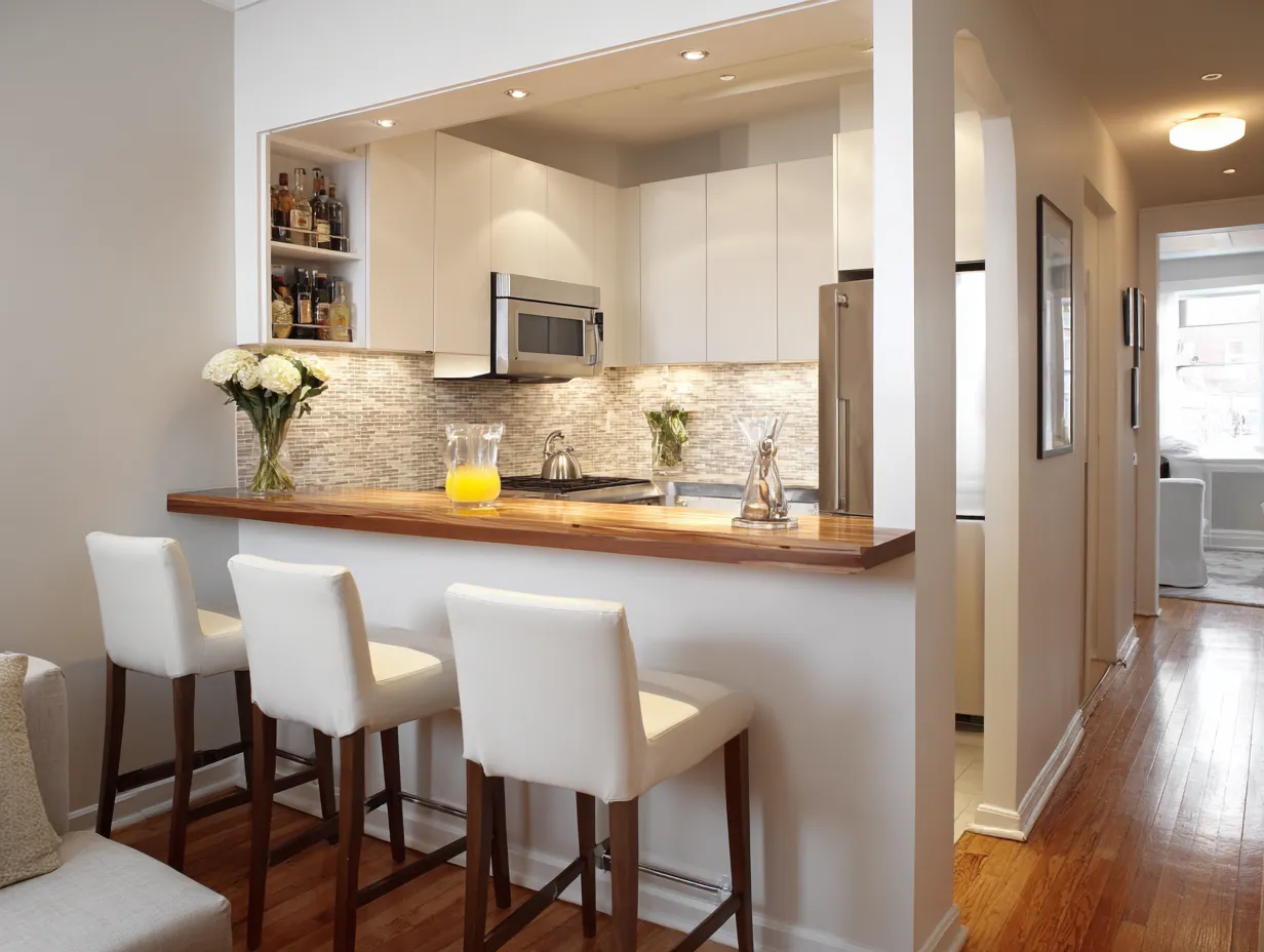 small kitchen with breakfast bar