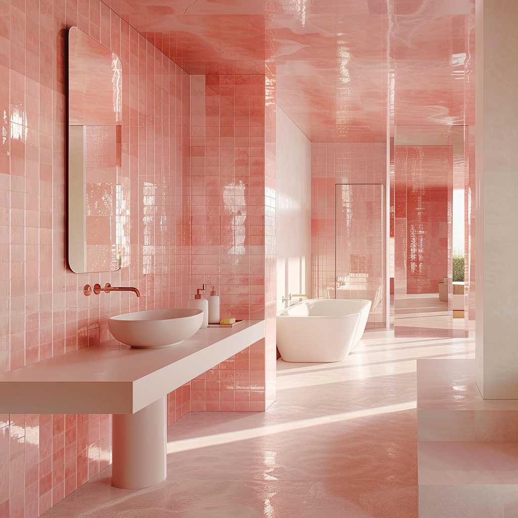 21+ Unique Pink Bathroom Wall Tiles Design Ideas for Stylish Homes
