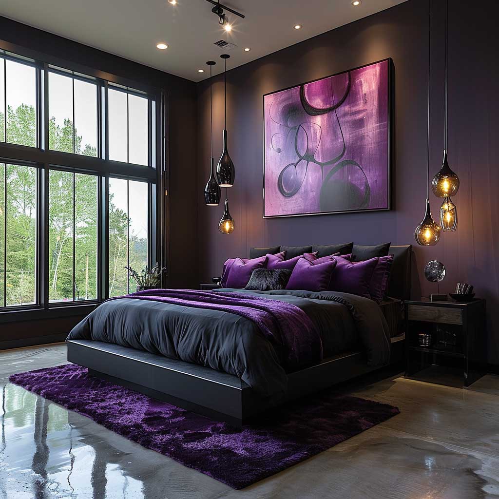modern black and purple room ideas