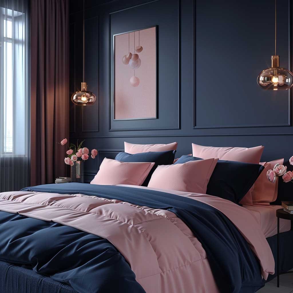 Bold Pink and Navy Bedroom Interior Color Combination for a Stylish ...