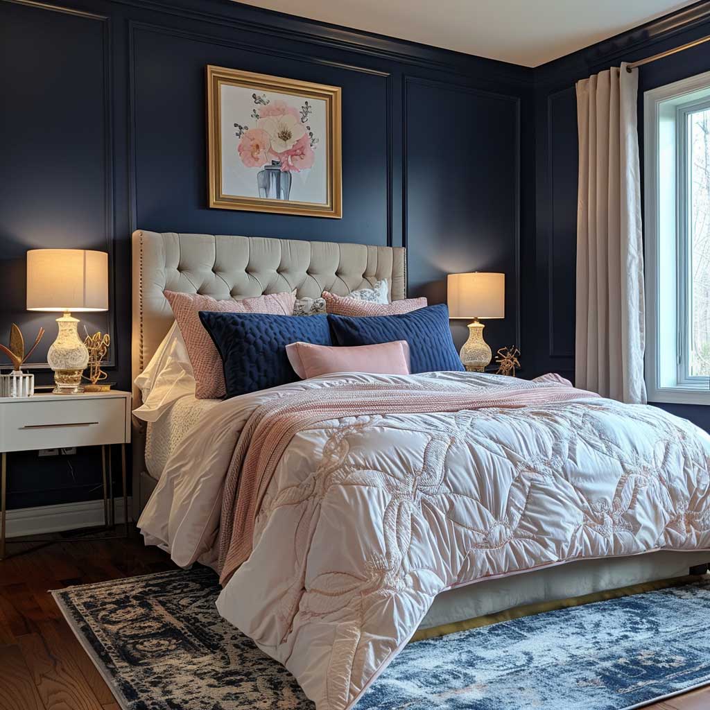 Vibrant Room Transformations Using Pink and Navy Color Schemes • 333 ...