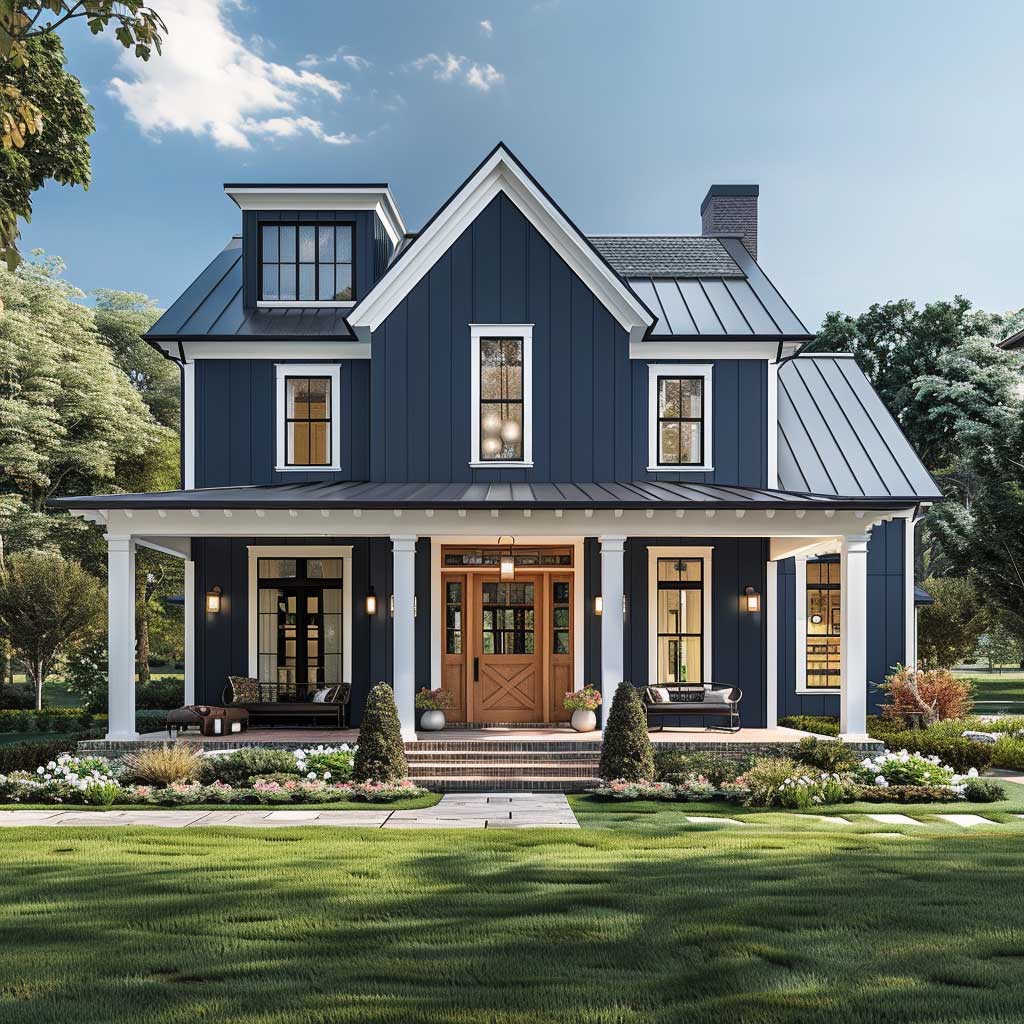 3+ Single Story Modern Farmhouse Exterior Color Schemes for a Fresh ...