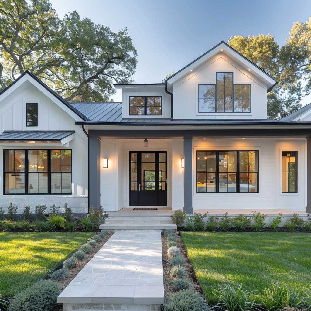 3+ Single Story Modern Farmhouse Exterior Color Schemes for a Fresh ...