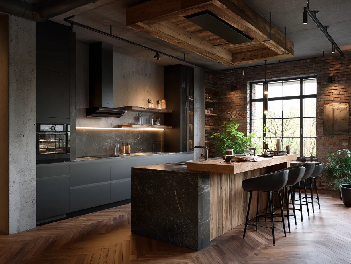 matte black and light grey kitchen styling