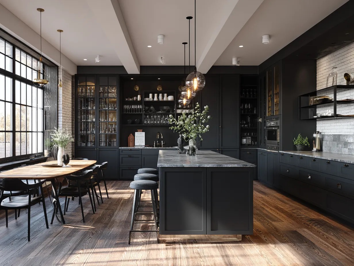 modern black and grey kitchen island design