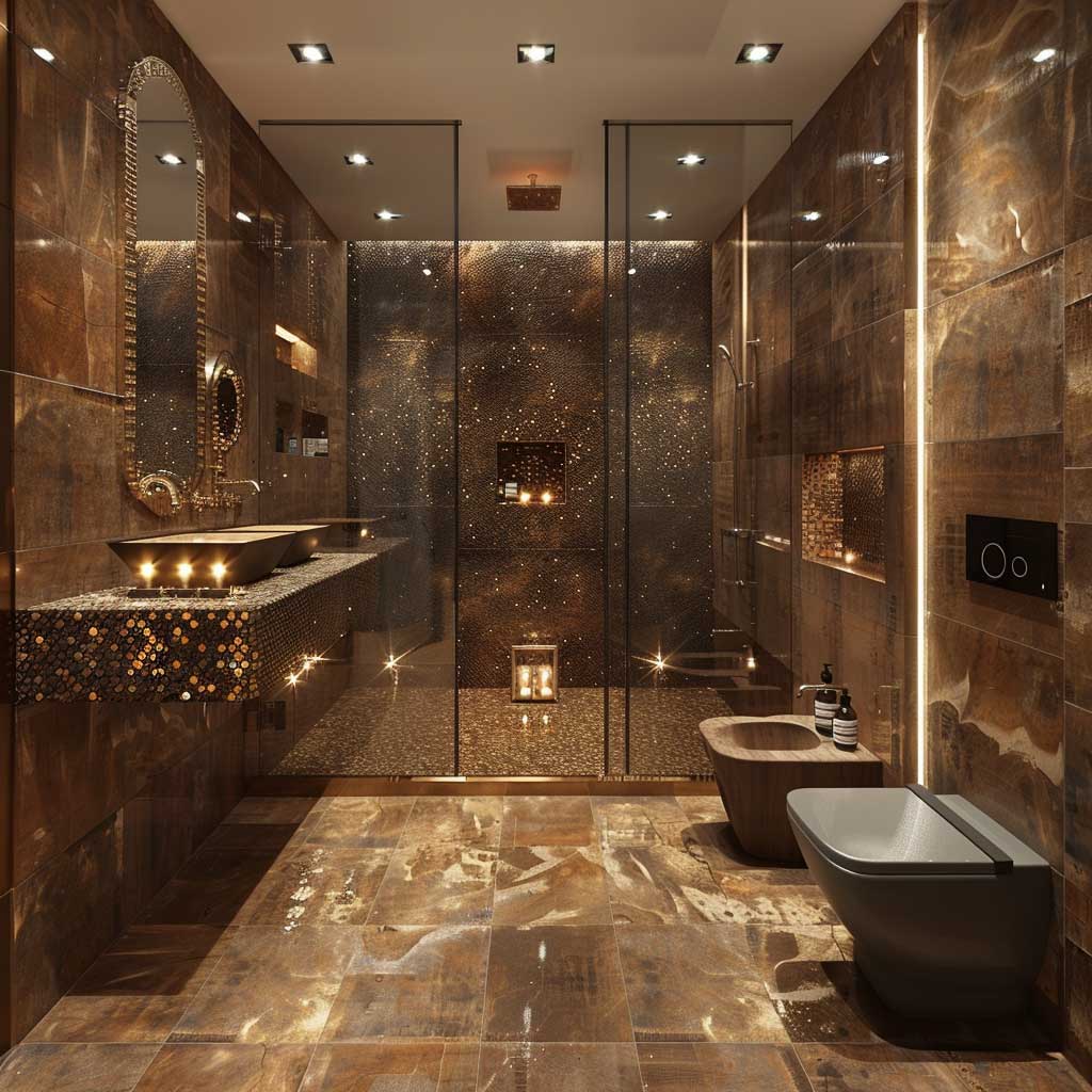 10 Warm Brown Bathroom Tile Inspiration Ideas