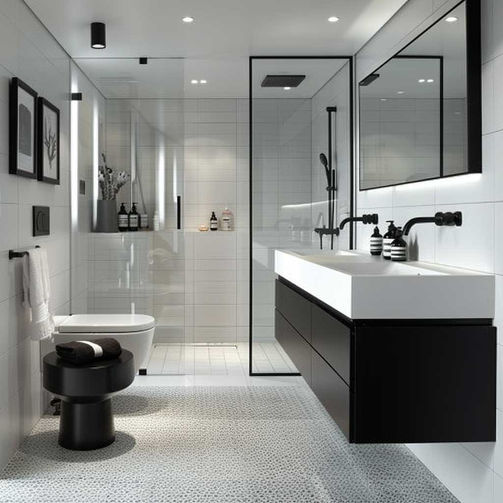 Elegant Black and White Bathroom - 3