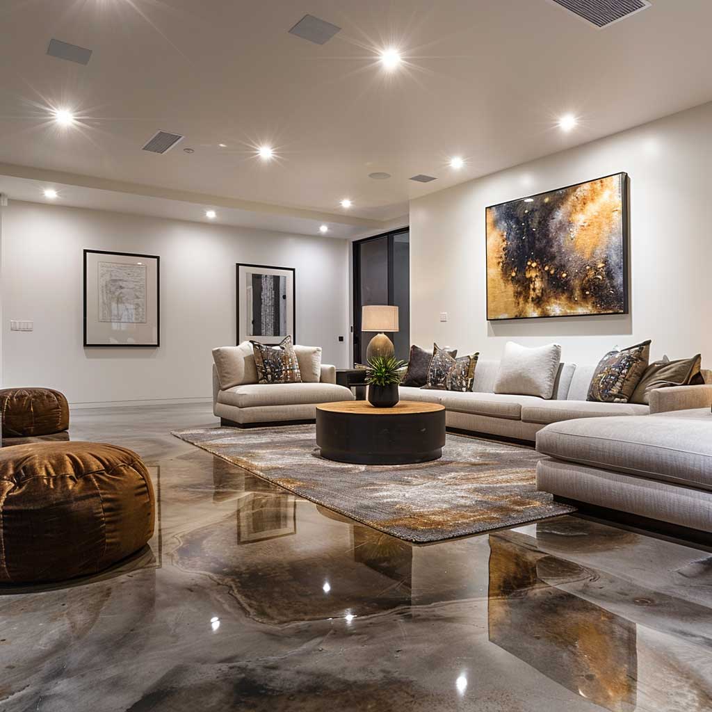 Sleek Basement Flooring Ideas With Polished Concrete Inspiring Lifestyle Ideas