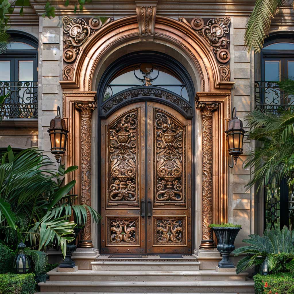 7+ Unique Copper Front Double Door Design Inspirations for a Warm Welcome