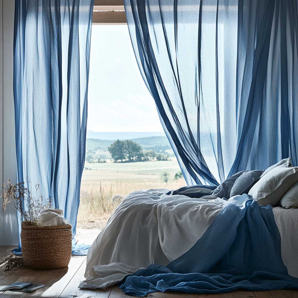 6+ Elegant Curtain Ideas for Bedroom in Deep Blue for a Serene Space ...