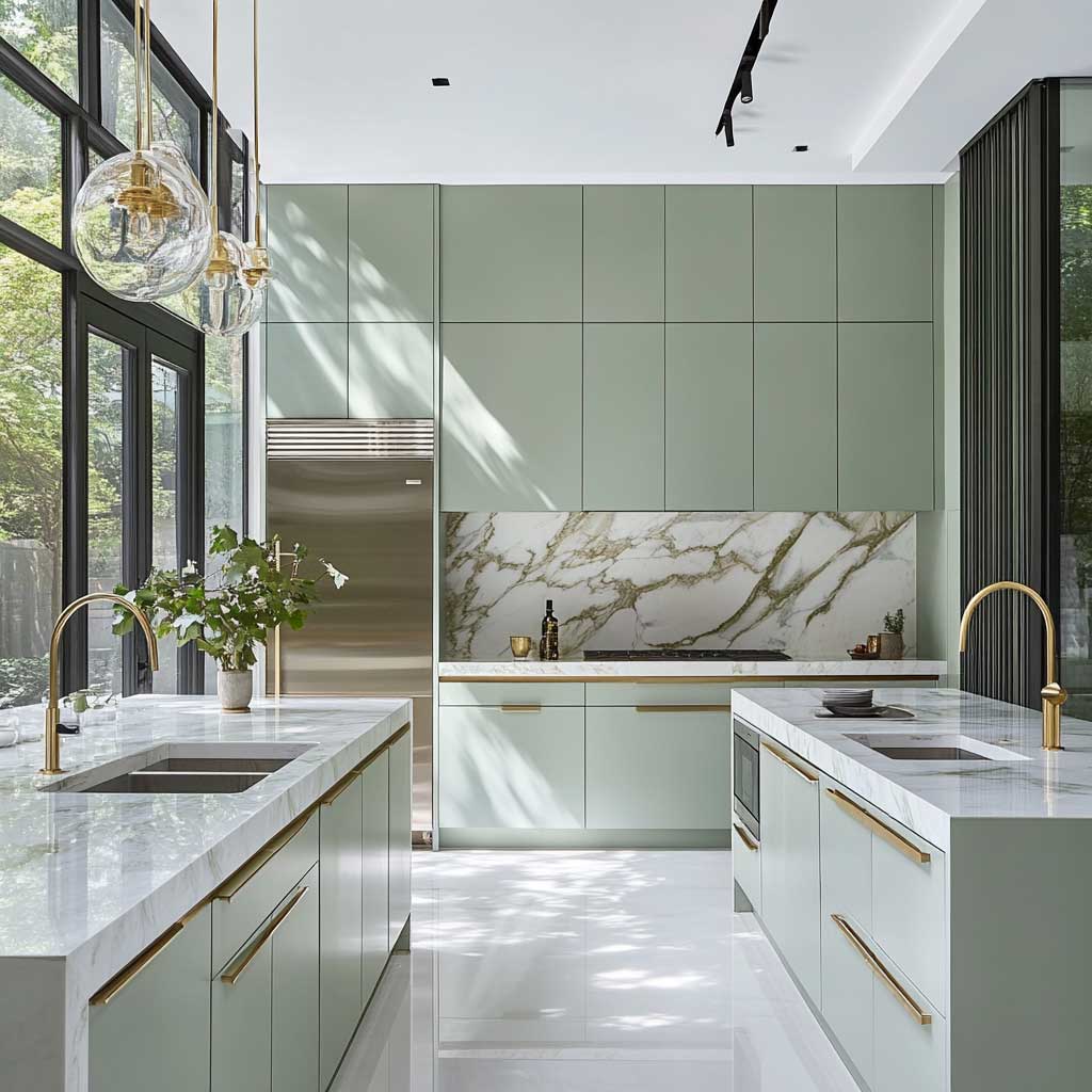 6+ Elegant Luxury Modern Kitchen Designs in Serene Pastel Green • 333 ...