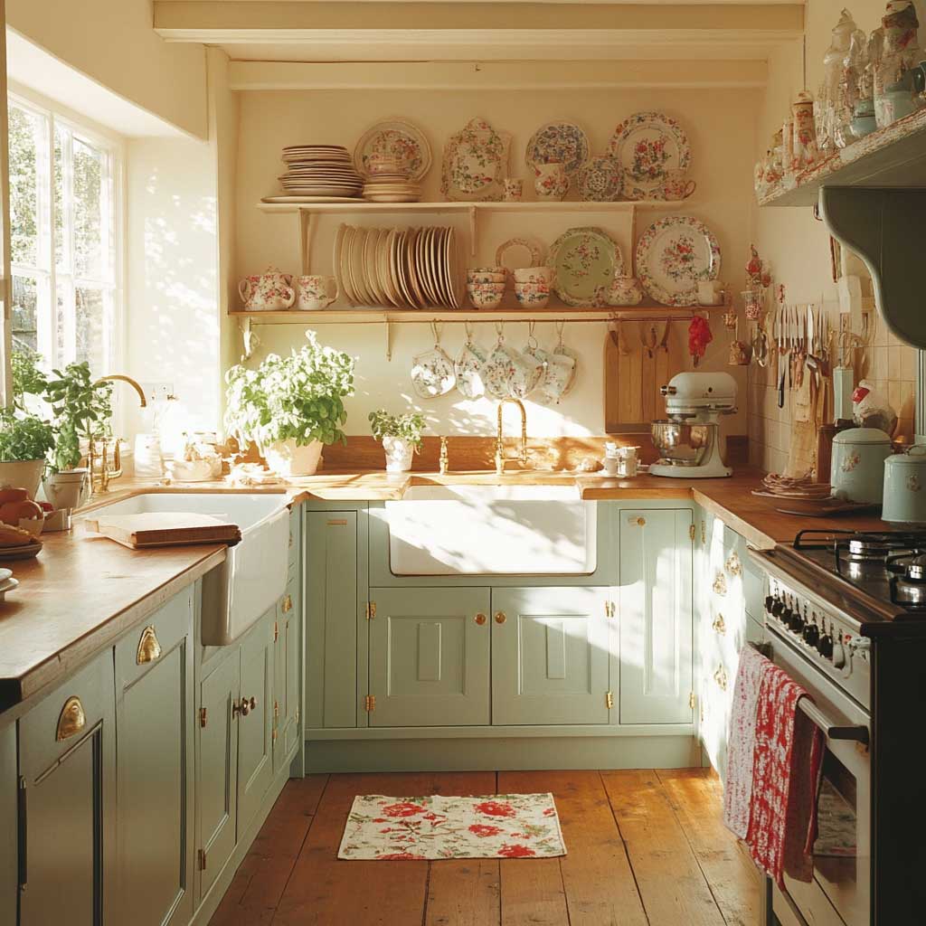 Cozy Charm with Vintage Cabinets and Open Shelving - 3