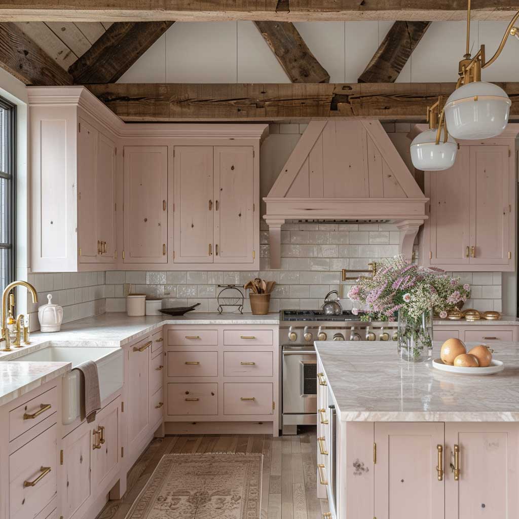 7+ Chic Painting Kitchen Cabinets Ideas with Pink and Bronze Highlights ...