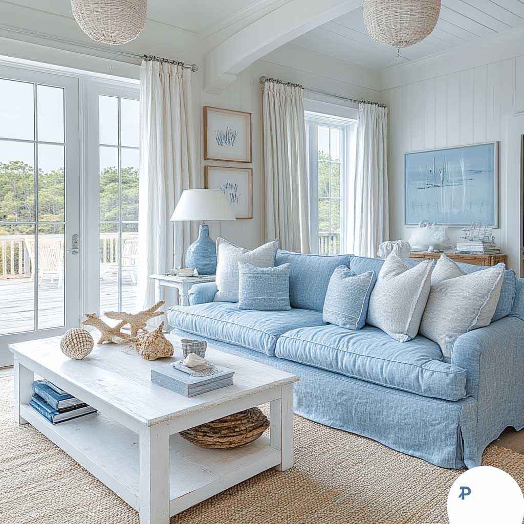 10+ Chic Small Space Furniture Ideas in Blue and White for a Coastal ...