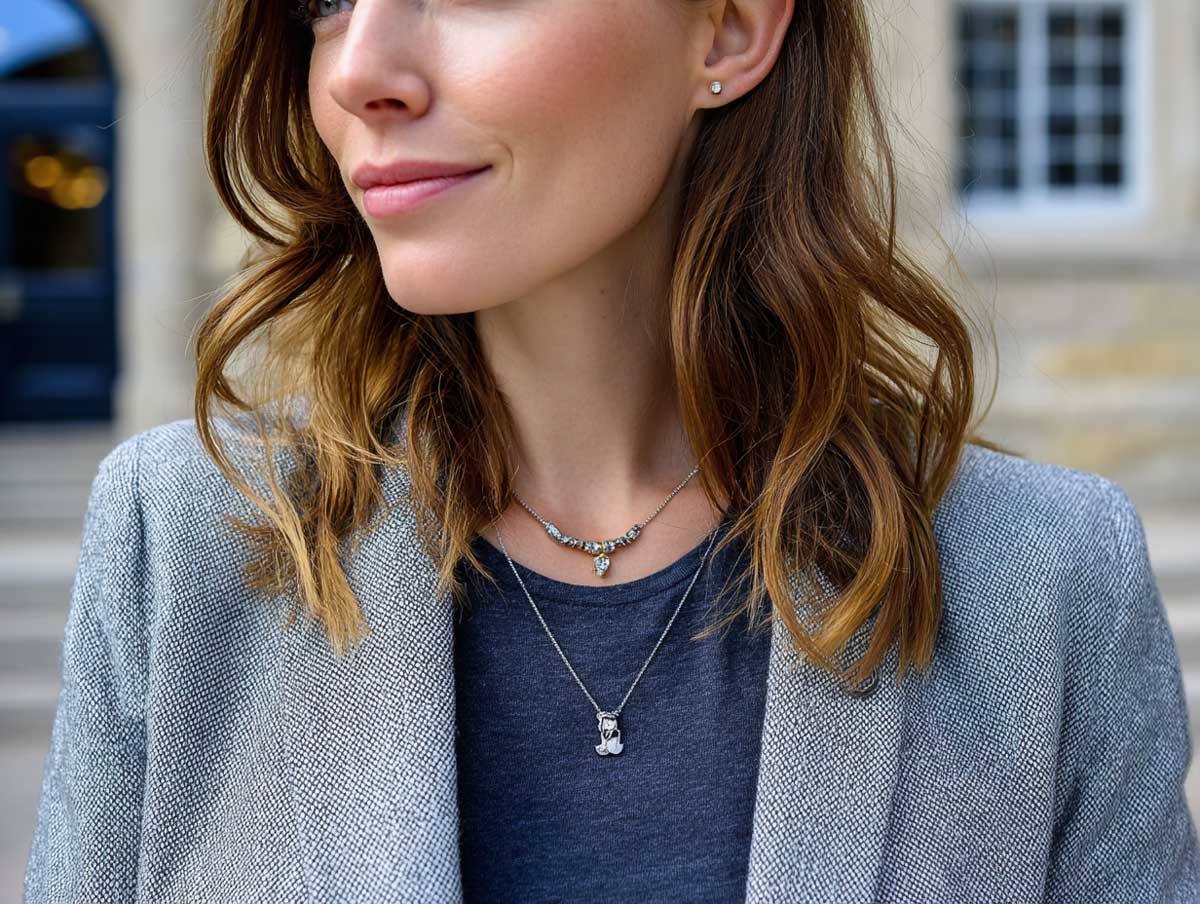 Gray Blazer Over Navy T-Shirt for an Effortless Workday - 4