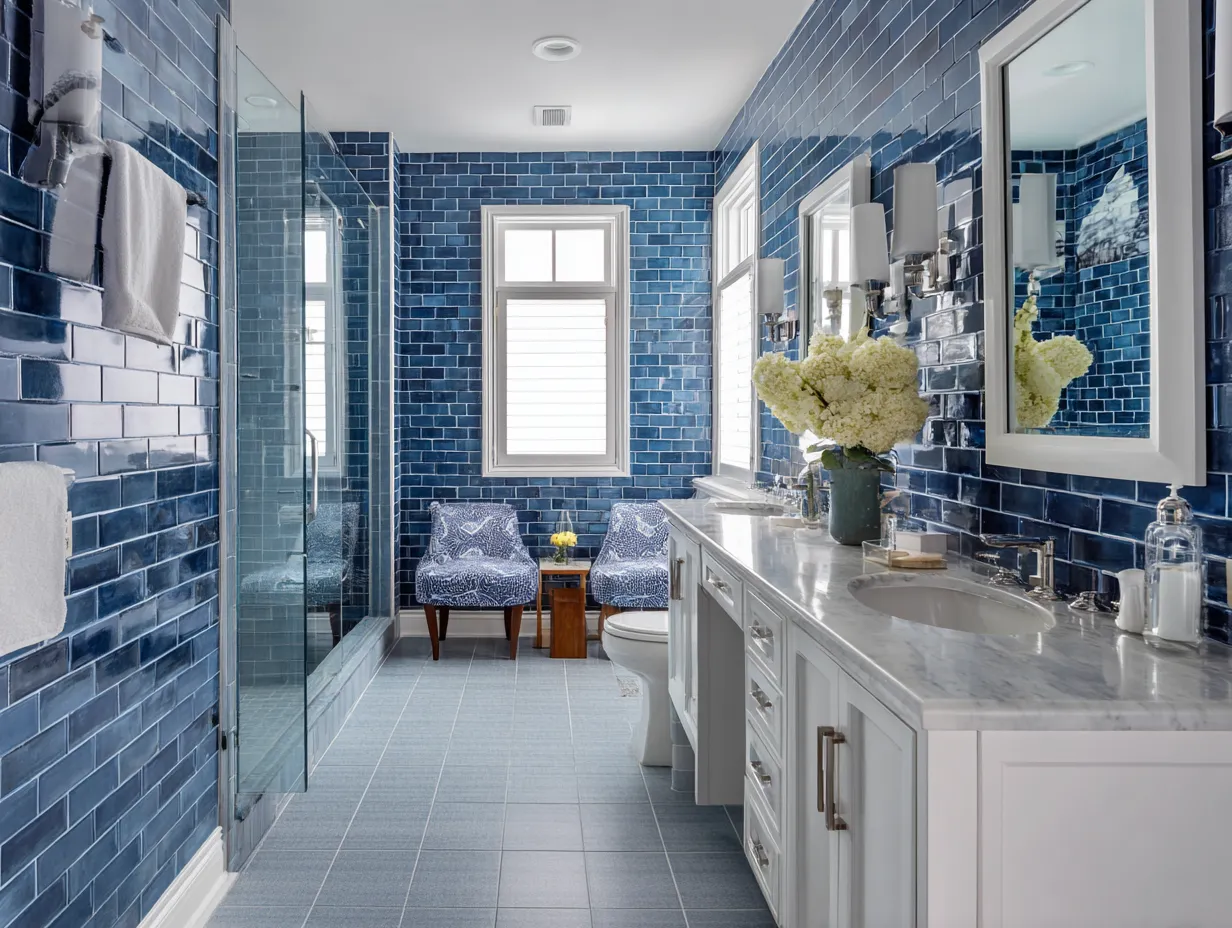 Blue Bathroom Tile Ideas for a Transitional Look