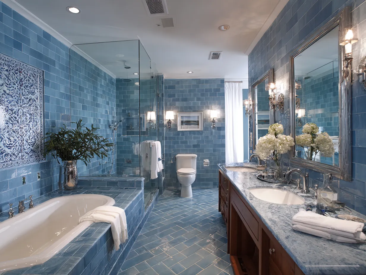 Blue Bathroom Tile Ideas for a Transitional Look