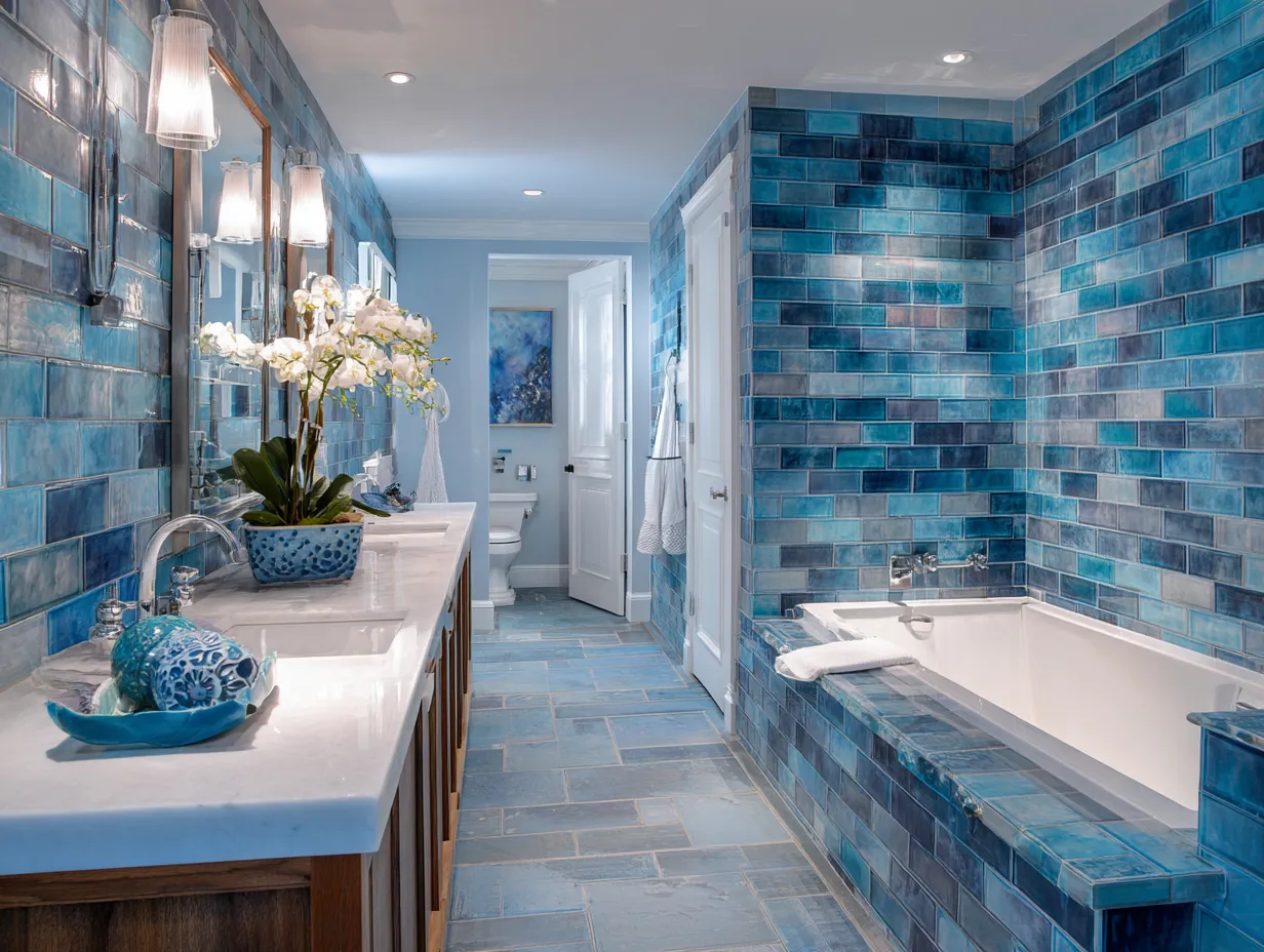 Blue Bathroom Tile Ideas for a Transitional Look
