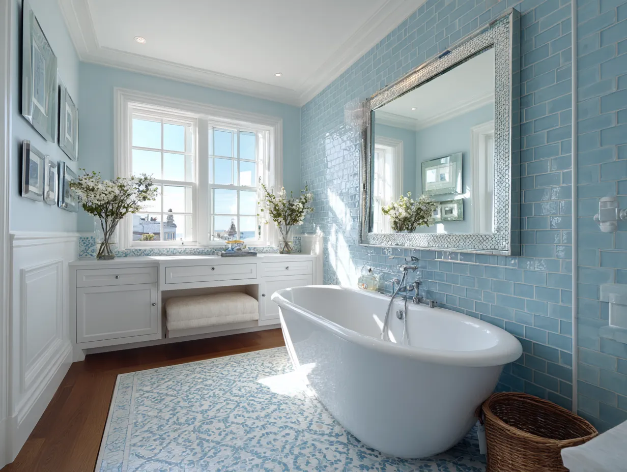 Blue Bathroom Tile Ideas for a Transitional Look