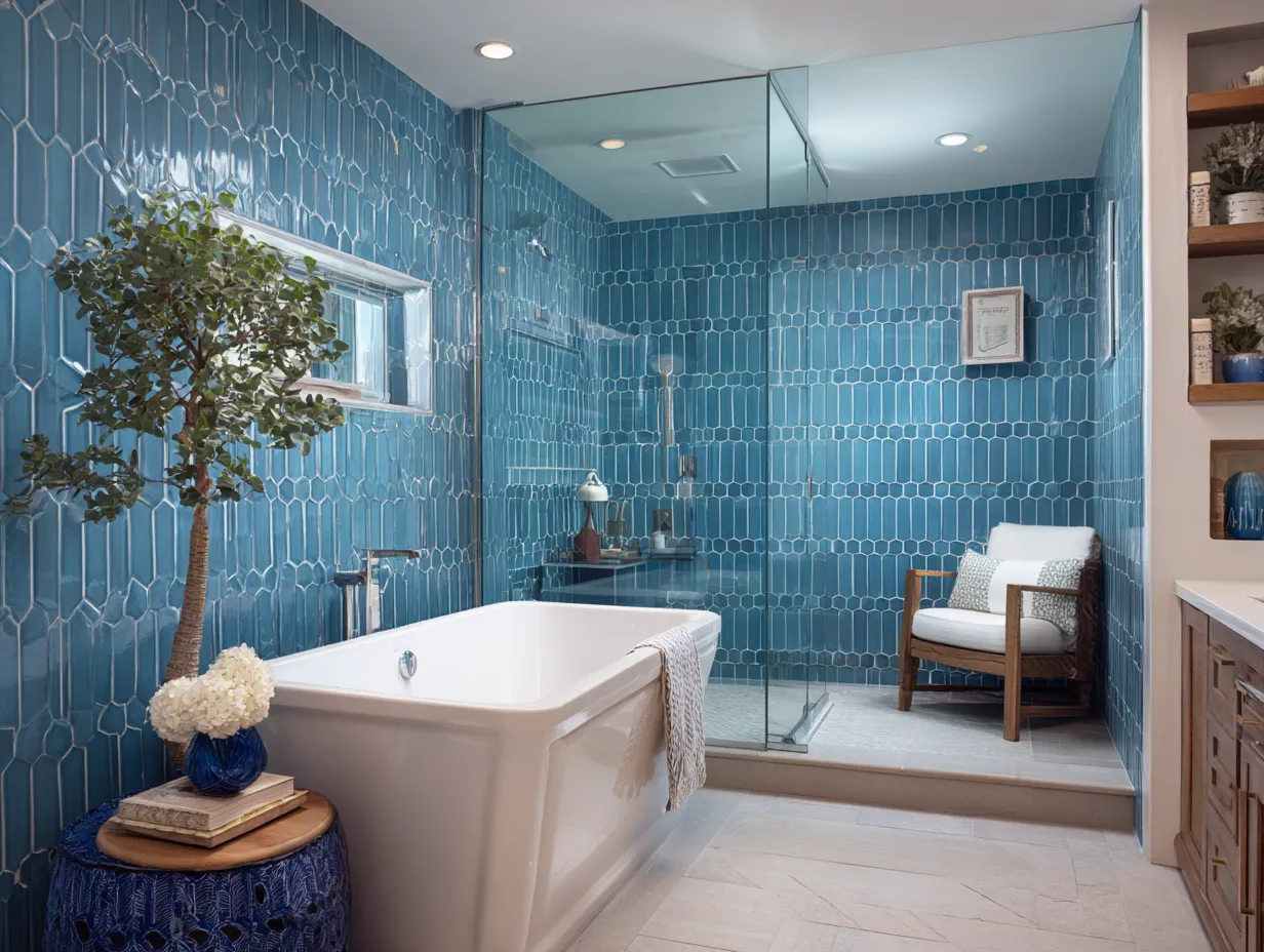 Blue Bathroom Tile Ideas for a Transitional Look