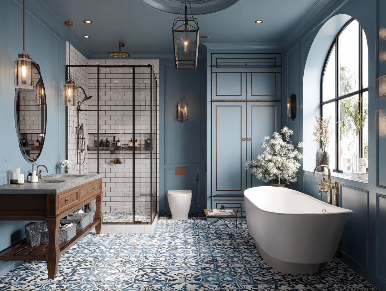 Blue Bathroom Tile Ideas for a Transitional Look