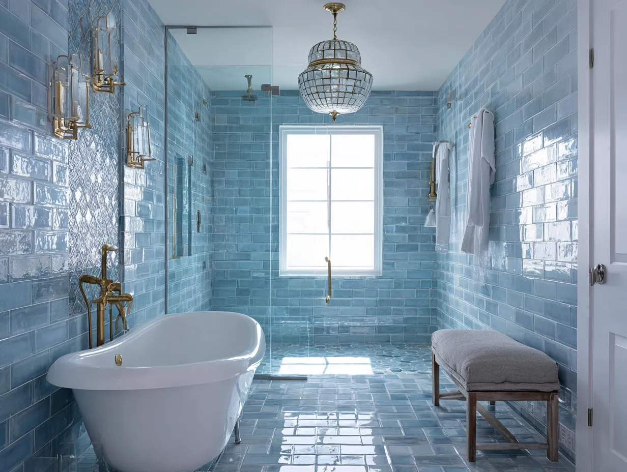Blue Bathroom Tile Ideas for a Transitional Look