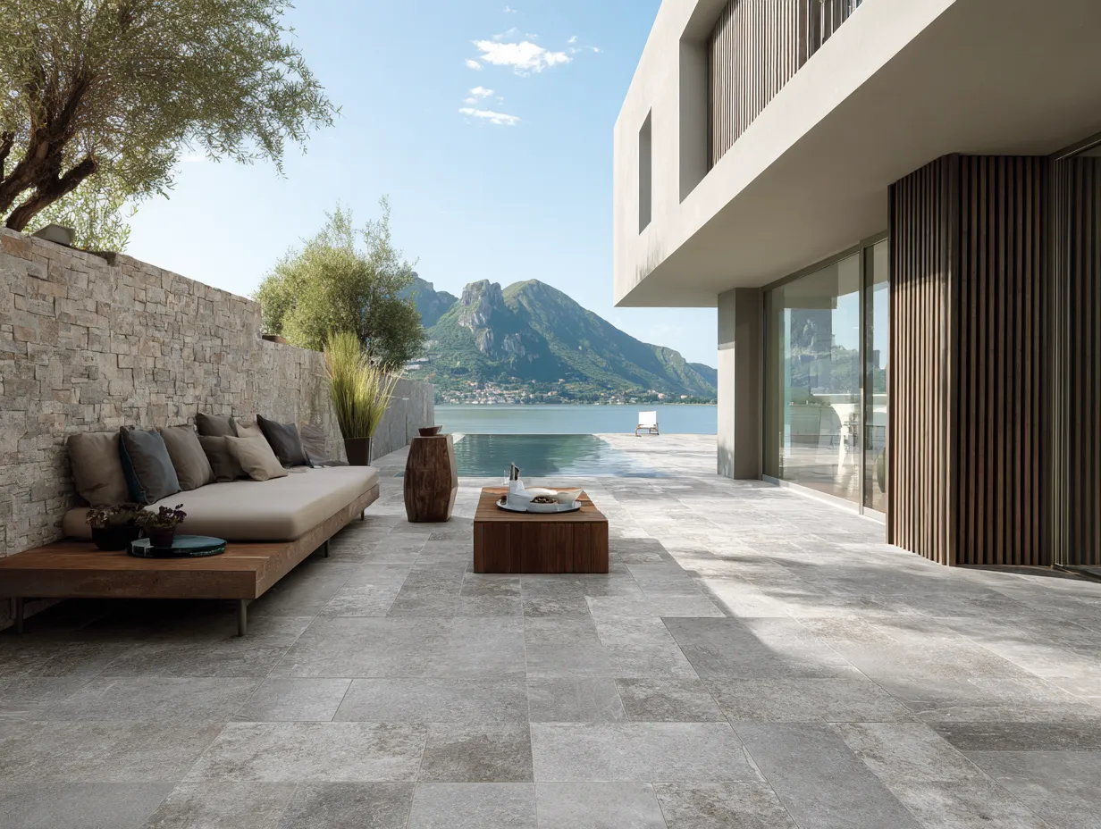 outdoor tile ideas for patio in gray