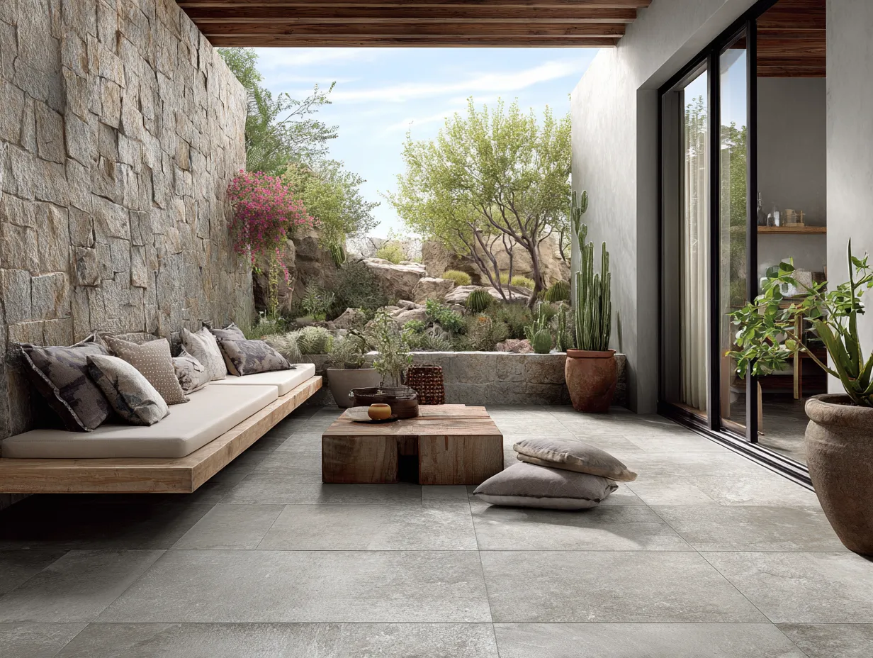 gray patio tile design ideas