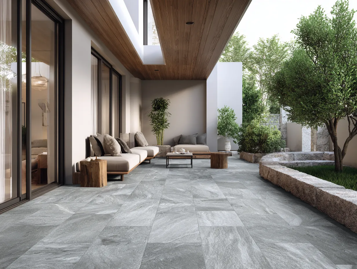 cool gray tones patio tile ideas