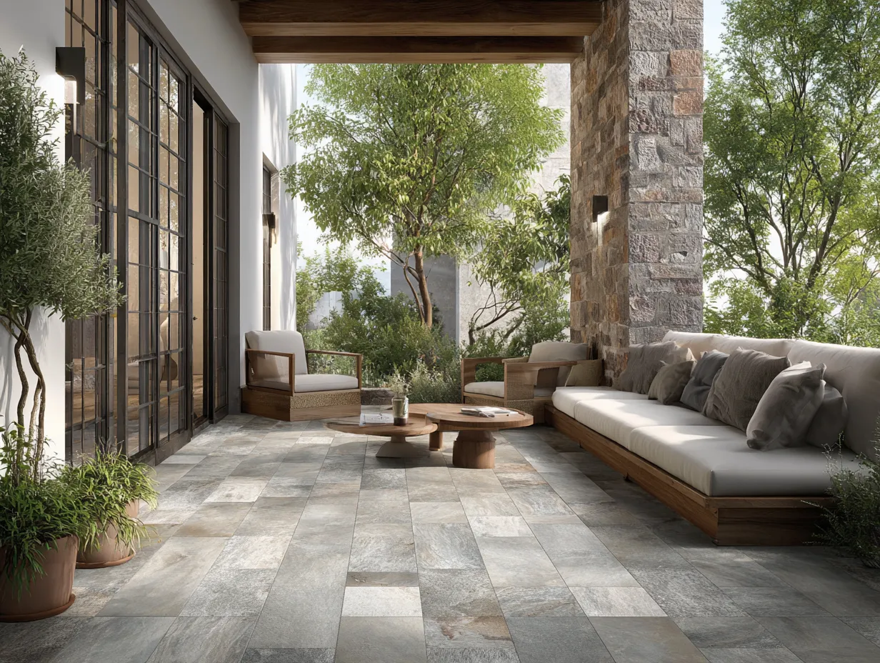 patio tile ideas in cool gray