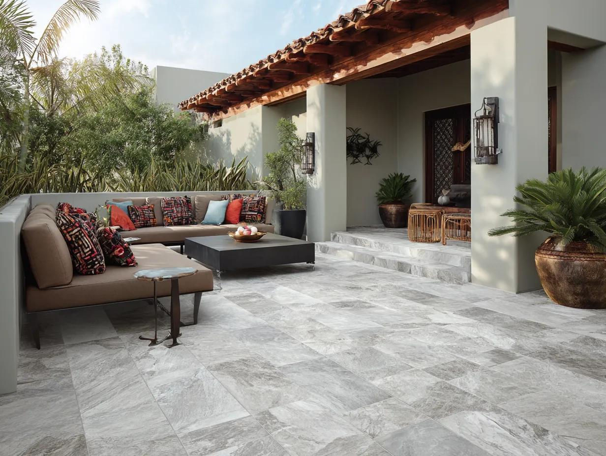 elegant gray outdoor patio tile
