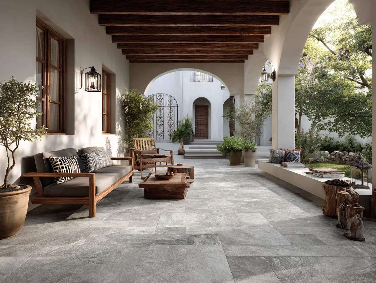 gray tile ideas for outdoor patio