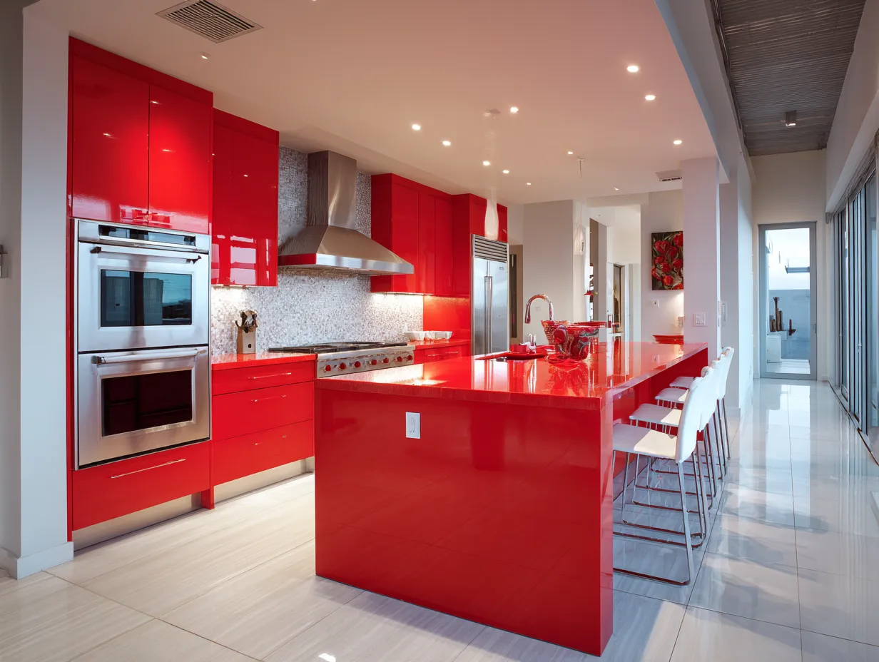 kitchen red and black