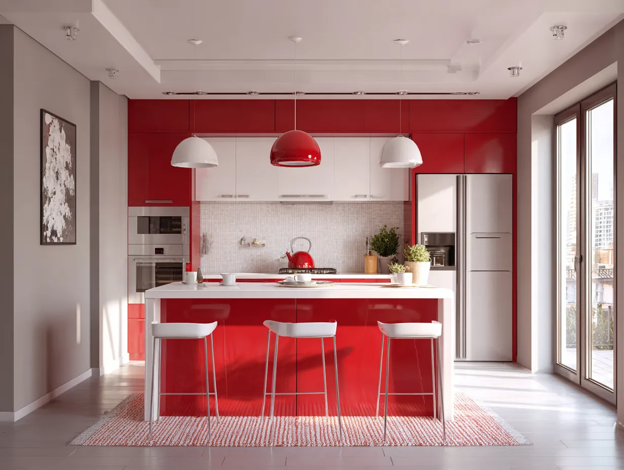 red and black kitchen