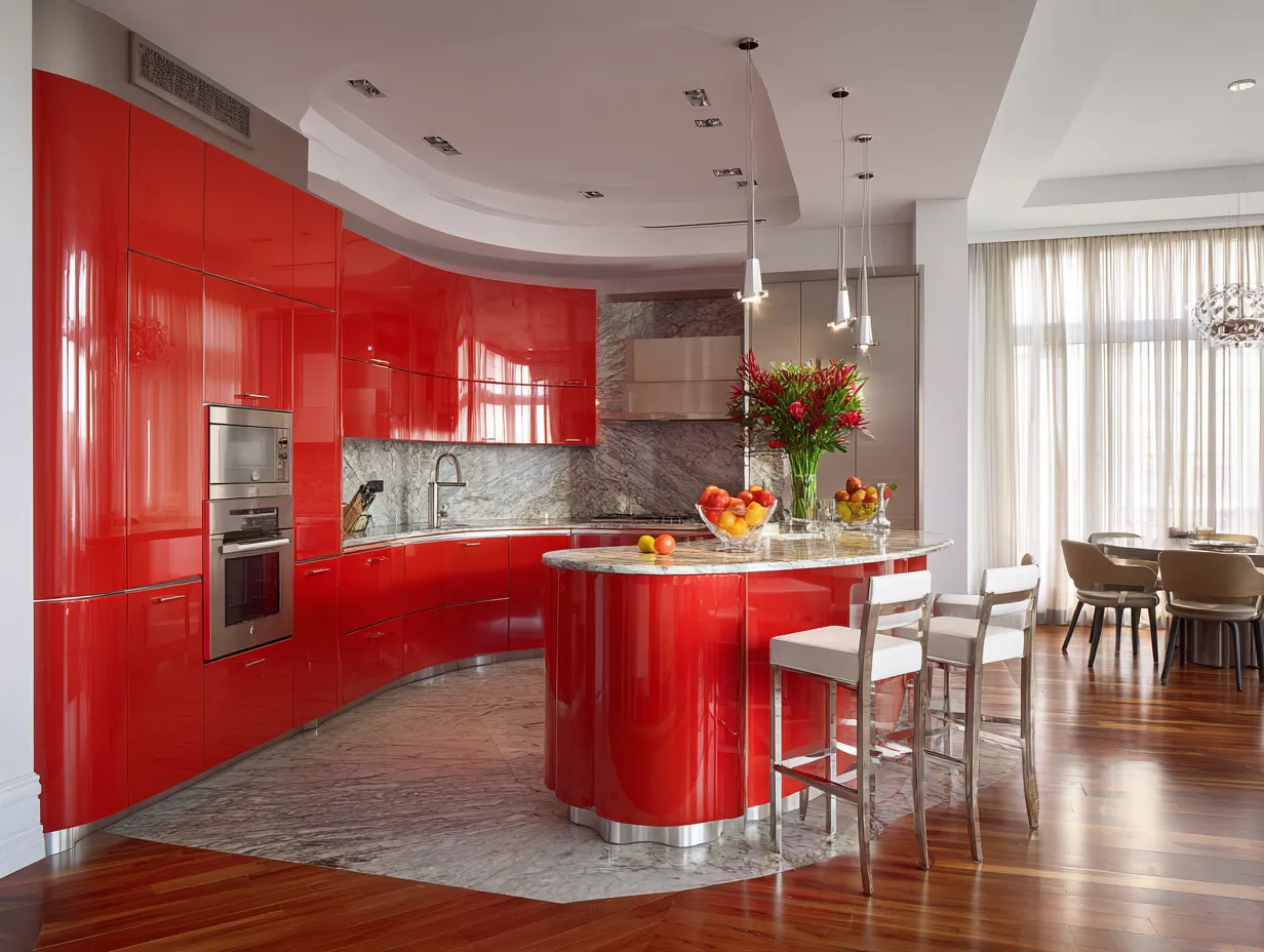 black and red kitchens