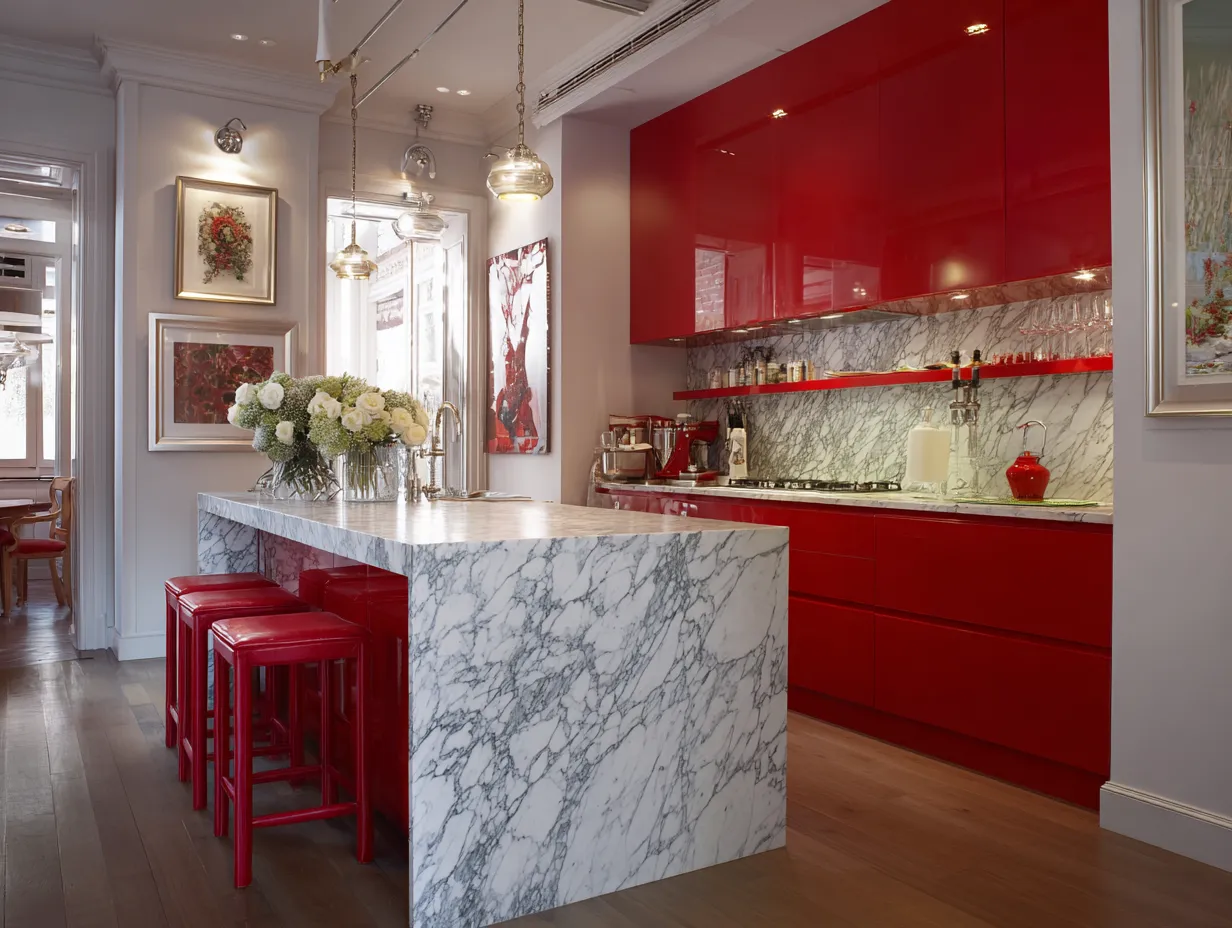 kitchen design red and black