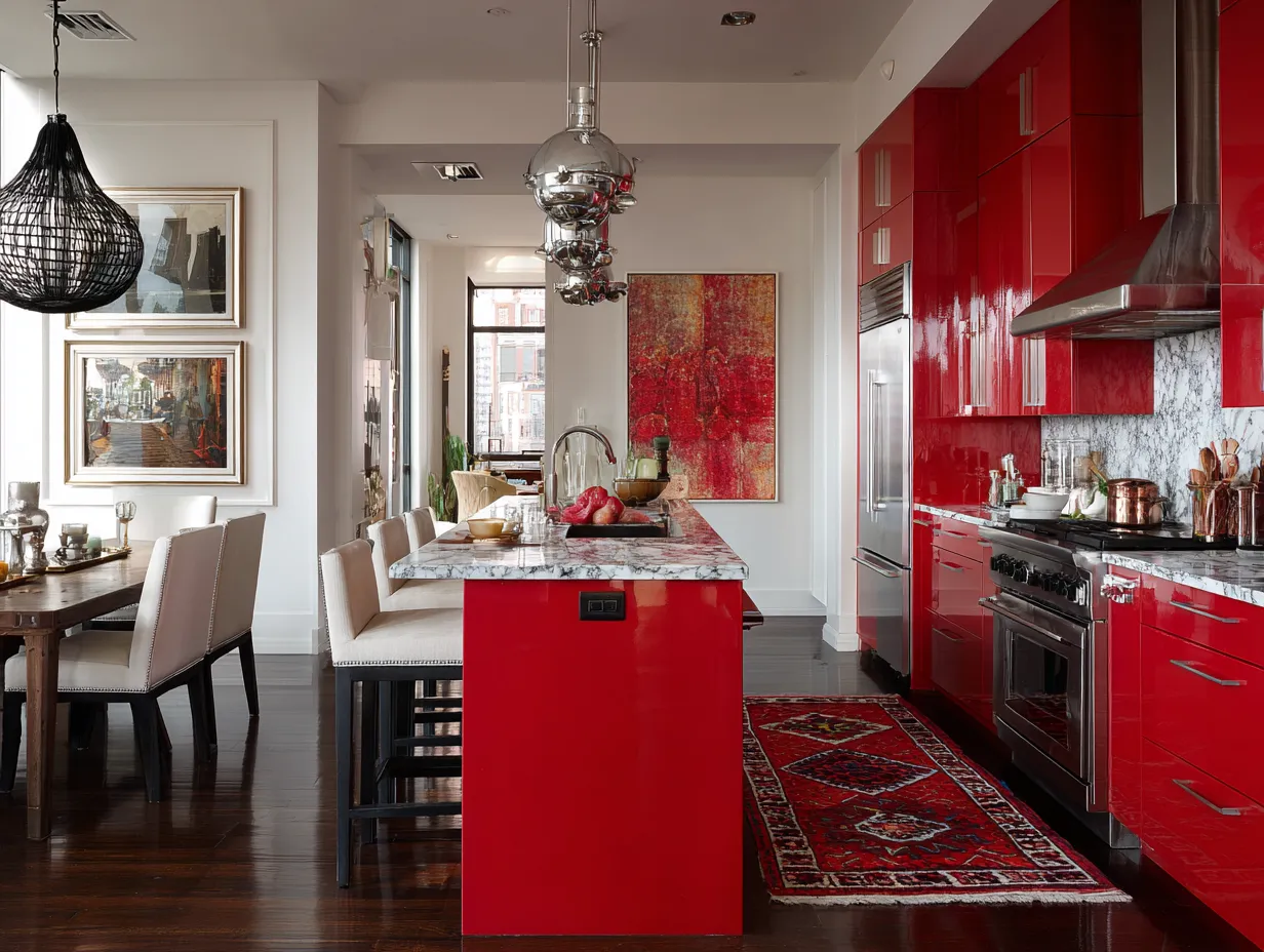 red kitchen interior design