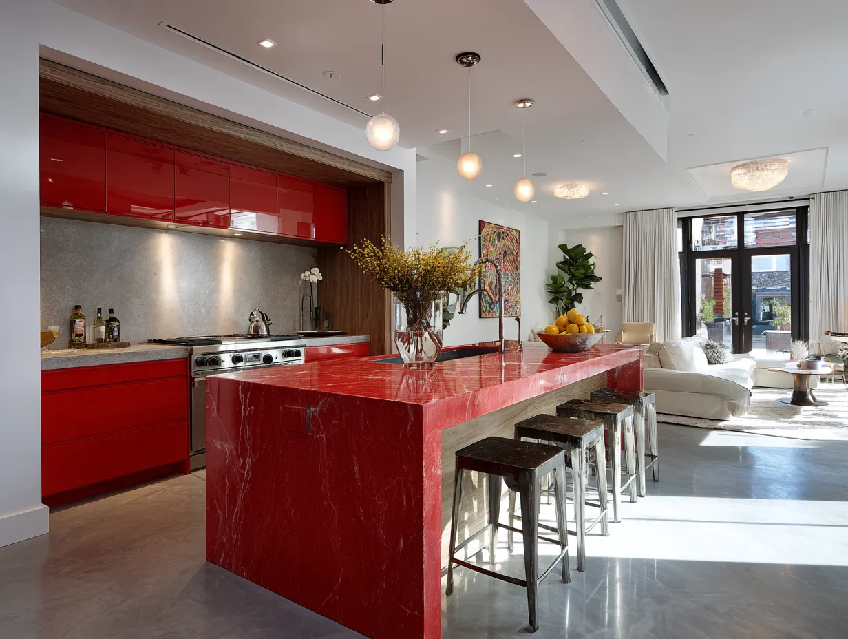 red kitchen islands