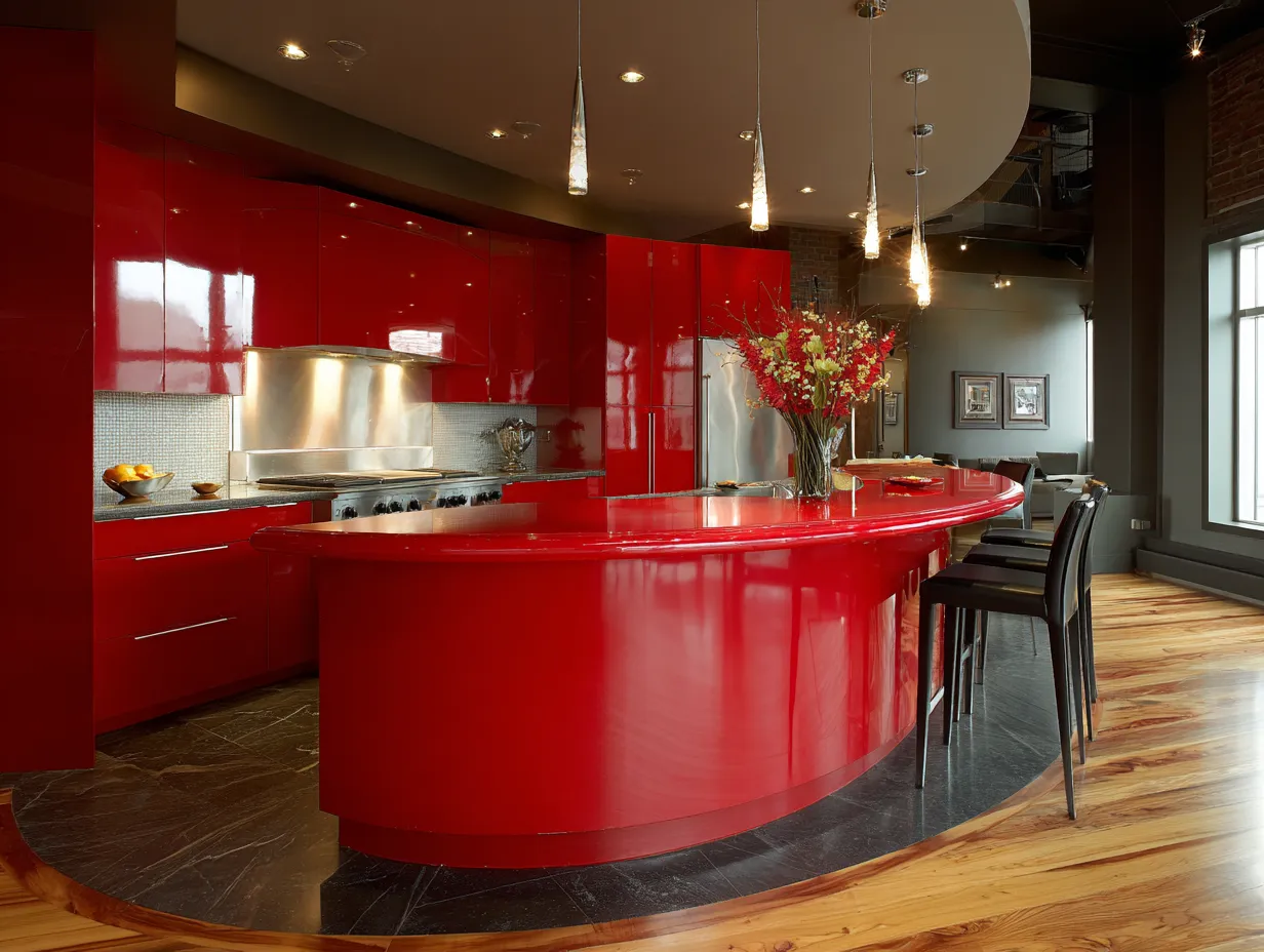 red and black kitchen design