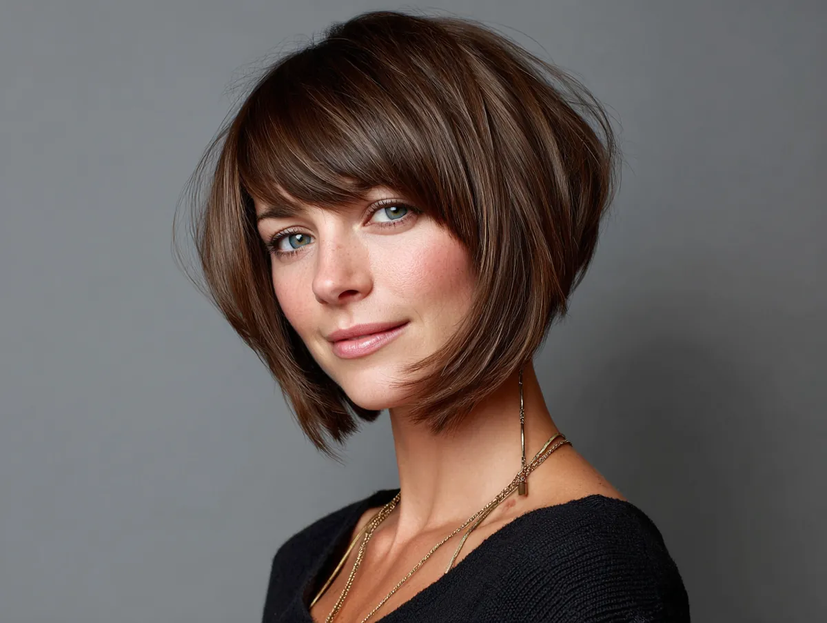 asymmetrical bob round face sharp angle