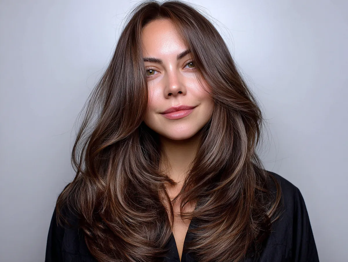 asymmetrical hair round face long wavy