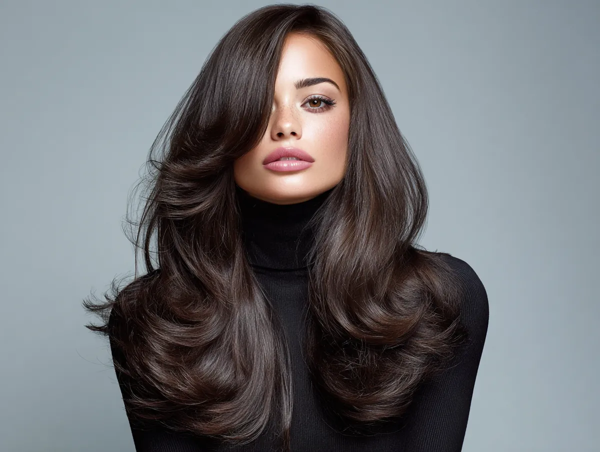 asymmetrical long layers for round face